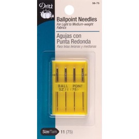 Dritz 58-75 4 Piece Ballpoint Machine Needles for Sewing, Size 11"