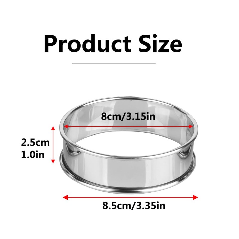 Guowall Crumpet Rings, Circular Double Rolled Edges Tart Rings, Stainless