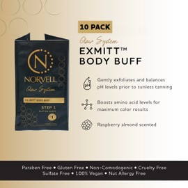 Norvell Pre Sunless Tan Body Buff eXmitt - Pack of 10 Disposable/Single-Use Exfoliating Mitt for use before Self Tanner
