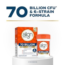 Align Probiotic, 70 Billion CFU, 6 Strain Blend, Probiotics for Women and Men, Daily Probiotics for Digestive Health, Helps Relieve Occasional Bloatin