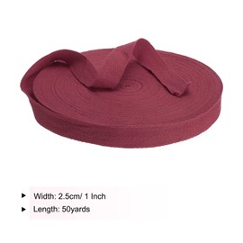 PATIKIL Cotton Twill Tape 1 Inch 50 Yards Cotton Ribbon Bias Binding Tape Herringbone Webbing Trim for Sewing Gift Wrapping Craft DIY Dark Red