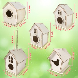 Heyzeibo 5Pack Bird House Craft Kits for Kids to Build and Paint Birdhouse, DIY Wooden Bird Box, Easter Arts and Crafts for Girls Boys Toddler