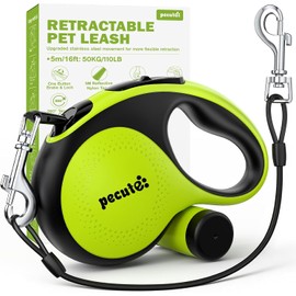 Correa retráctil para perro con extensor a prueba de masticación, correa retráctil resistente para perro de 18 pies con soporte para bolsa de caca, mango antideslizante, correas reflectantes para