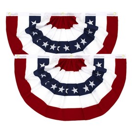 Flaglink 3x6Ft American Pleated Fan Flag Width Approx 180cm - 2PC US Patriotic Half Fan Bunting Flag