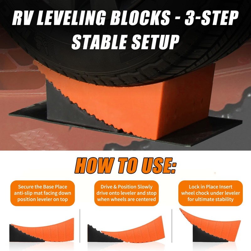 Tlaleikejia RV Leveling Blocks Ramp Kit, Camper Levelers, Camper Wheel