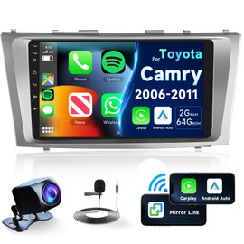 HiFi 2+64G for Toyota Camry 2006 2007 2008 2009 2010 2011 Android Car Radio Stereo, Wireless Carplay Android Auto 9" Touch Screen Bluetooth Car Audio Receiver GPS WiFi Backup Camera FM/RDS SWC