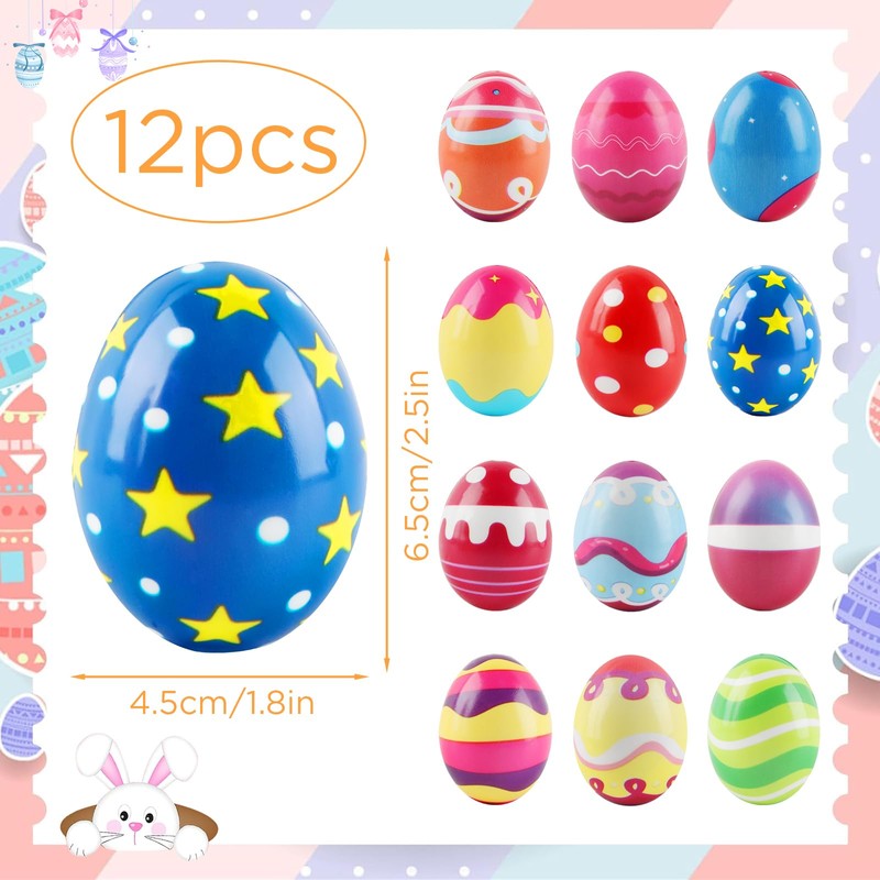 RosyFate Easter Eggs, Pack of 12 Anti-Stress Ball Egg, Squishy