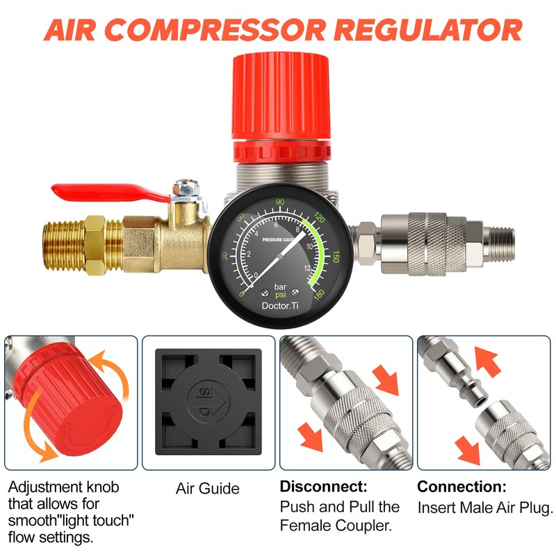 Preciva Air Compressor Pressure Switch Control Valve with 4 Way