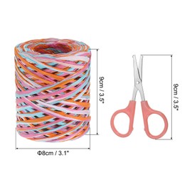 PATIKIL Raffia Paper Craft Ribbon Assortment Kit, Natural Raffia String with Scissor for Gifts, Flower Bouquets, Decoration, Sky Blue/Red, 218 Yards