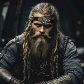 L'VOW Viking Leather Headpiece Medieval Adjustable LARP Headband Pirate Cosplay Renaissance Accessories(Silver