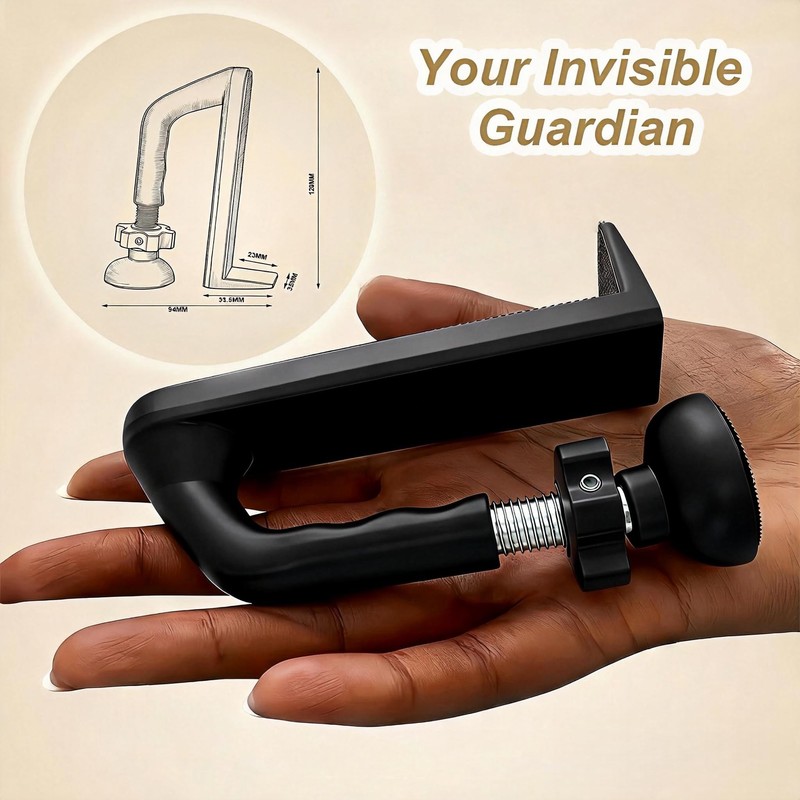 Elfthloo Portable Door Lock Travel Security, Black Anti-Theft Stopper
