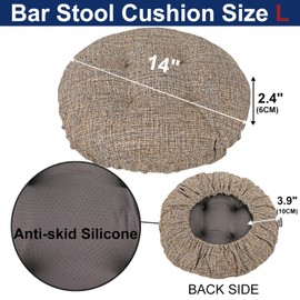 SINOSSO Modern Bar Stool Cushion Dia.14, Fashion Interweaving Design Anti-Skid Silicone Round Stool Seat Cushion Cover Padded (Light Brown, L,1)