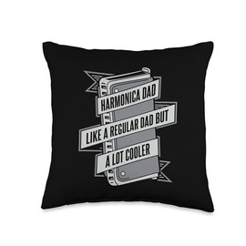 Chromatic Harmonica Accessories Set Beginner Gifts Like A Regular Dad But Cooler Harmonica Throw Pillow, 16x16, Multicolor