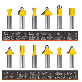 Router Bits Set 1/2 Inch Shank - BAIDETS 12 Pieces Tungsten Carbide Router Bits, Woodwork Tools