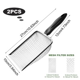 2pcs Gardening Soil Sifter, 5 & 3.8mm Garden Sand Soil Compost Sifter with Handle, Two Stainless Steel Garden Sifters Dirt Rocks Scoop Shovels Planting Tool Accessories Supplies
