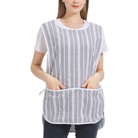 Nanxson Women Cobbler Apron with 2 Patch Pockets,Smock with Side Ties for Work Chef kitchen CF3186 Blackstrip M