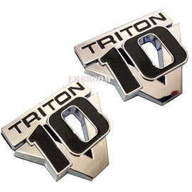 2pcs V10 Triton Emblems, Decals Stickers Emblem Badge Replacement for F Series Trucks (Chrome Black)