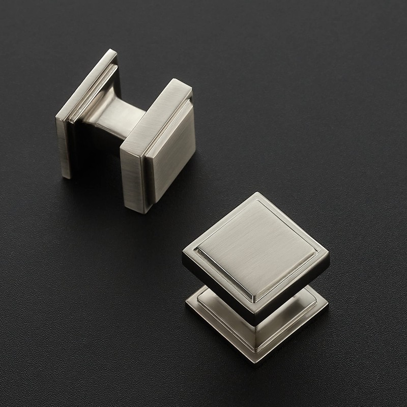 Ravinte 10 Pack Brushed Nickel Square Kitchen Cabinet Knobs,Zinc Solid