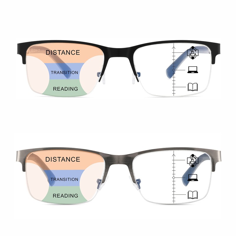 Multifocus Reading Glasses Men Progressive Multifocal Blue Light Computer Reader