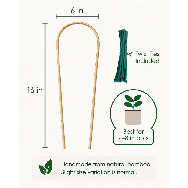 Moromyse Plant Trellis Indoor 16in Bamboo Trellis Loop - Shaped