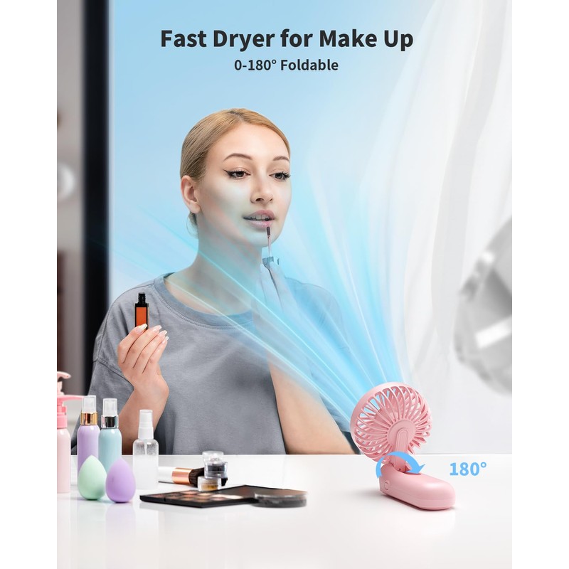 Handheld Fan, Foldable Portable Fan with LED Display, 3000mAh Battery