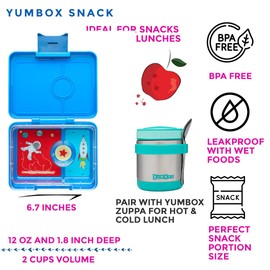 Yumbox Snack Box - 3 Compartment - Leakproof Bento Lunch Box for Kids (Surf Rocket)