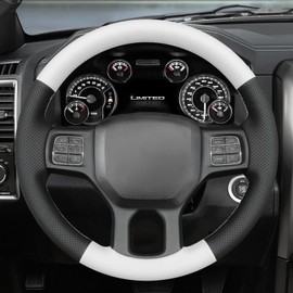 MEWANT Dodge RAM DIY Stitching Steering Wheel Cover Wrap for Dodge RAM 1500 2012-2018/1500 Classic 2019-2023/2500 2012-2018/3500 2012-2018/5500 2012-2018