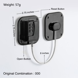 Refrigerator Lock, Heavy Duty Fridge Lock, Combination Lock for Refrigerator Cabinets, Drawers, Safety, Easy Install No Keys Needed (Black-2Pack)