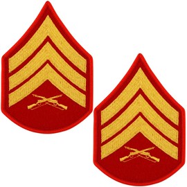 USMC Chevron female gold embroidered on red Sergeant (SGT)