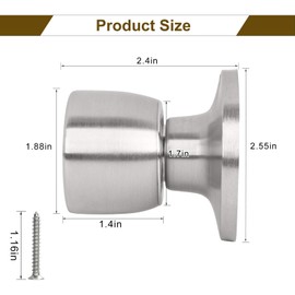 HOSOM Dummy Door Knobs, Keyless Closet Door Knobs Satin Nickel Dummy Door Knob, Exterior/Interior Door Knob, Individual Non-Turning Dummy Door Knob Single Side, 6 Pack