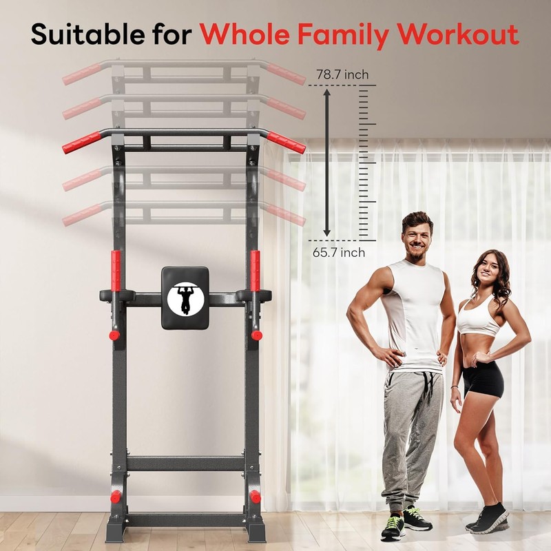 SogesPower Power Tower Pull Up Dip Stand Multi-Function Adjustable Height