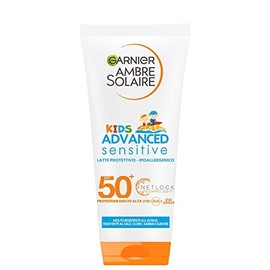 Garnier Amber Solar Latte Solar Protection for Children Advanced Sensitive Kids, Water, Salt and Chlorine Resistant, Hypoallergenic, with Very High Protection, 200 ml