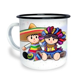 Lero Lero México - Pocillo/Taza de Peltre Personalizada - Muñecos Lele Mexicana - Tazas Personalizadas con Nombre - Taza Sublimada - Taza con Inicial - 10 oz 300 ml - Perfecta para Regalo u Oficina.