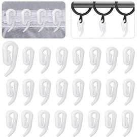 Curtain Hooks Plastic White Pack of 120, 2.8x1.2cm, Drapery Hooks for Windows, Doors and Shower Curtains Fits Most of Curtains