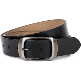 styleBREAKER 03010104 Unisex Leather Belt Plain Colours with Shiny Surface and Brushed Buckle Can Be Shortened, black