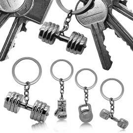 tumundo® Keychain Dumbbell Weight Fitness Gym Bodybuilding Boxing-Glove Keyring Car-Key Key-Ring Holder Stainless Steel, variant.:Variante 5