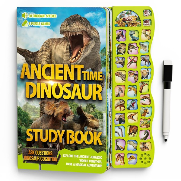 Dinosaur Book for Kids 3-5 Dinosaur Busy Book with Sounds 30 Species Names & Realistic Sounds Interactive Dinosaur Toys for Boys Girls Kids 2 3 4 5 6 7 Year Old Dinosaur Toys Gifts for Kids