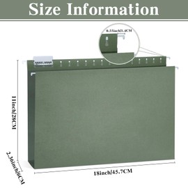 gisgfim 25 Pack Reinforced 11x17 Hanging File Folders 1/5 Cut Heavy Duty Hanging File Folders with Plastic Tabs & Label Cards Expanding Hangers File Organizer for Drawing Engineering Document (Green)