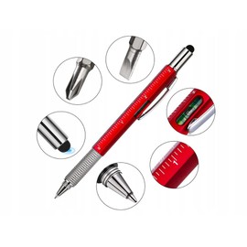 6-in-1 Multitool Kugelschreiber, mit 6 Funktionen: Kugelschreiber, Nivellierer, 2 Schraubendreher, Lineal, Touch-Spitze, Multifunktionswerkzeug für Heimwerker oder Computer, professioneller