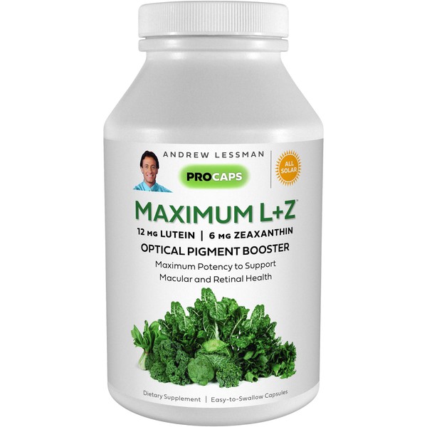 ANDREW LESSMAN Maximum L+Z 30 Softgels - 12mg Lutein, 6mg Zeaxanthin, Key Nutrients to Support Eye and Brain Health, and Promote Healthy Vision. No Additives. Easy to Swallow Softgels