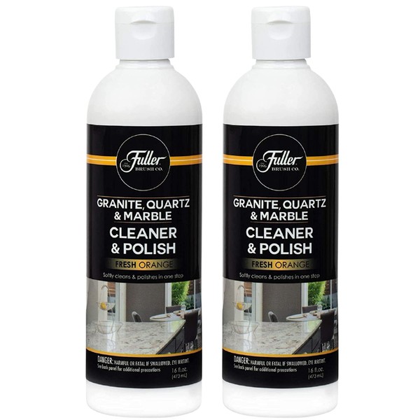 Fuller Brush Countertop Cleaner & Polish - Multi Surface Cleaner - Cleans, Polishes and Protects Granite Quartz Marble Glass Laminates Metal and Other Surfaces Refreshing Orange Scent Removes Odor (2 Pack)