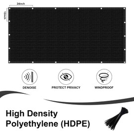 LOVE STORY 8'x20' Fence Privacy Screen Outdoor Mesh Fencing Covers Screen Fence Wind Block with Grommets for Patio Garden Wall Backyard, Black (We Make Custom Size)
