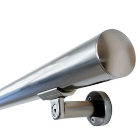 8ft Anodized Aluminum Handrail Kit – 1.97" Round Stainless Steel Look Stair Railing | Indoor/Outdoor Safety Rail, Rust-Proof & Code Compliant | AressCorp