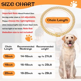 Dog Chain Collar Walking Metal Chain Collar Cuban Link Dog Collar with Secure Buckle (20 inch)