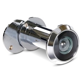 Stoppwerk Door Viewer Chrome Style - Security Spy Hole for 35-55mm Doors - 200° Wide Angle Peephole for Doors incl. Glass Lense - Silver Eye Hole
