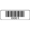 1000 Numbered Labels, Pre Printed Serial Barcodes 1-1/2" x 1/2"