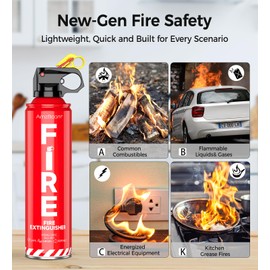 AmzBoom 2-Pack Fire Extinguisher for Home, Kitchen, Car, and Grill with Mounting Bracket– Extinguishing Spray, Compact A, B, C, K – Eco-Friendly, Prevents Reignition.