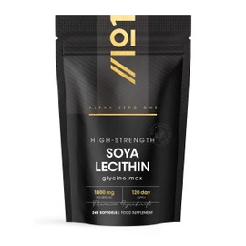 SOYA Lecithin Oil 1400mg – 240 Softgels – Produced from Naturally Sourced Non-GMO SOYA Beans - Source of Phospholipids -High Strength Glycine Max – 4 Months Supply – By Alpha01