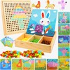Giaonlgy Children's Mosaic Pegboard Forks, Wooden Colour Pegboard Forks, Montessori