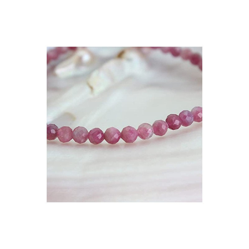 Budawi® Pink Tourmaline Bracelet Beads 4mm Faceted on Stretch Band,